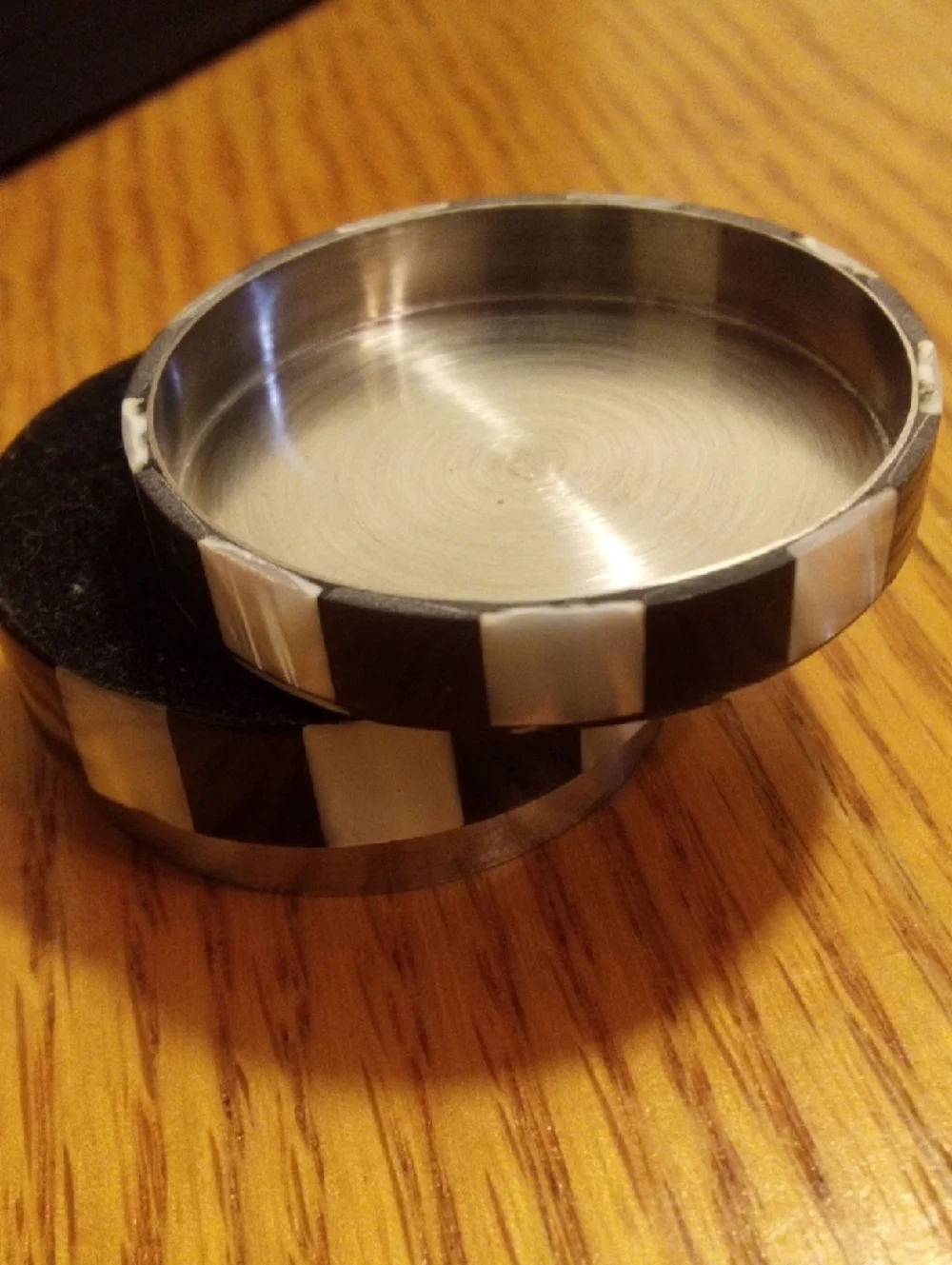 Black and White Checkered Stainless Steel Ring Box - Men Accessories